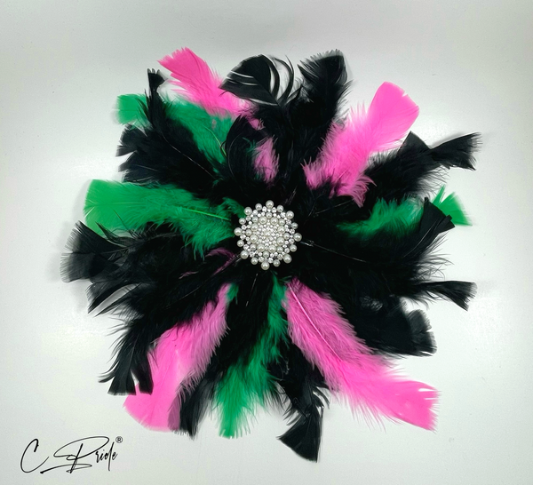 Black, Pink & Green Feather Women’s Lapel Pin