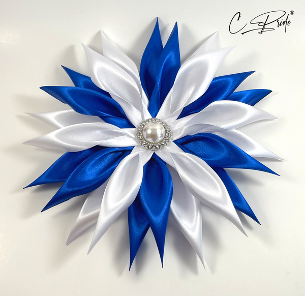 Royal Blue & White Star Flower Women's Lapel Pin
