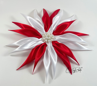 Red & White Star Flower Women's Lapel Pin