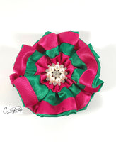 Pink & Green Quilted Women’s Lapel Flower