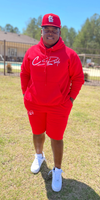 Logo Unisex Hoodie Short Set - Red