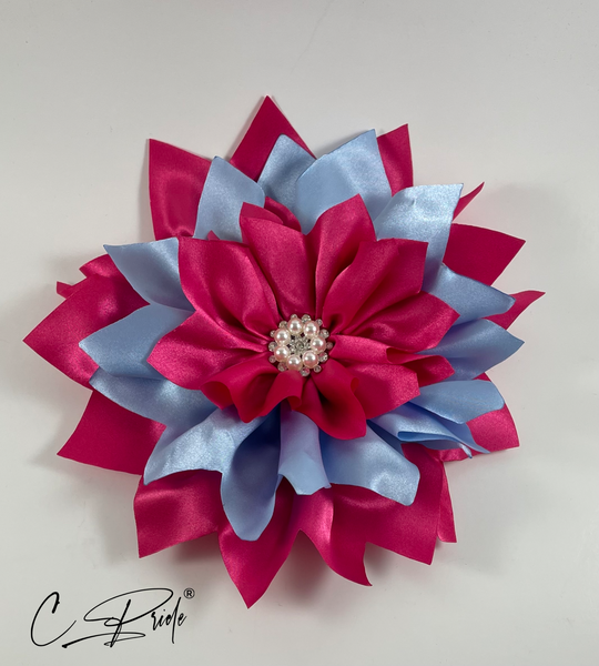 Dark Pink & Light Blue English Rose Women’s Lapel Flower