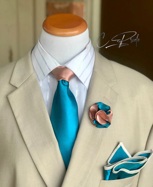 Rose Gold & Teal Two Toned Necktie